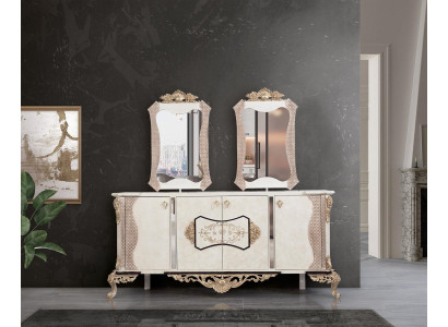 Sideboard with Mirror Set Dining Baroque Dressers Wood Dresser Wood Cabinet New