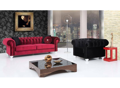 2-piece sofa set 3+1 seater couch leather sofa Chesterfield fabric velvet