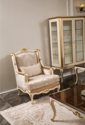 Showcase wooden furniture cabinet baroque rococo gold white glass cabinet