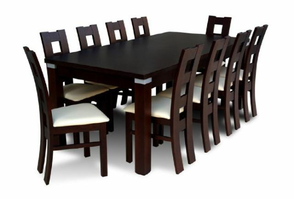 Dining table with 10 chairs dining room set dining group wood table 200/290 cm