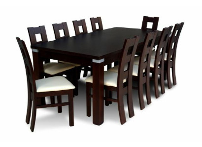 Dining table with 10 chairs dining room set dining group wood table 200/290 cm