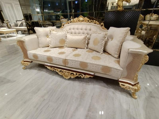 Three-seater design sofa 3-seater couches textile Chesterfield sofa 3-seater fabric new