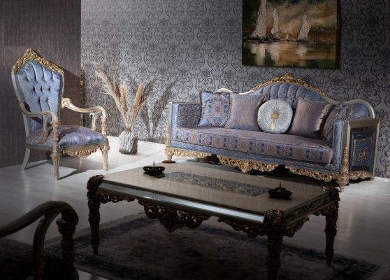 Design sofa 3 seater upholstered luxury classic fabric Chesterfield sofas