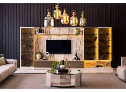 Elegant wall unit living room extension wall 388cm luxury wall units sideboard