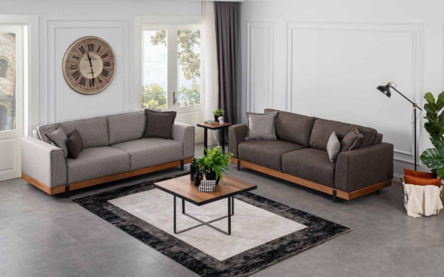 Luxury Sofa Set Brown Sofa 3+3 Seater Fabric Sofa Luxury Design