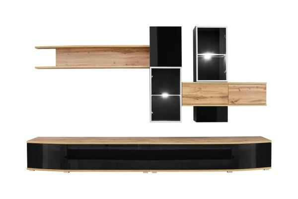 Designer living room wall unit, modern design, luxury furniture, wall shelves, new