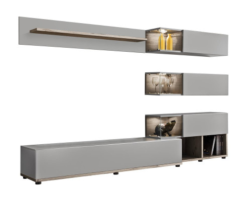 Gray living room wall unit furniture wood RTV TV stand modern design interior