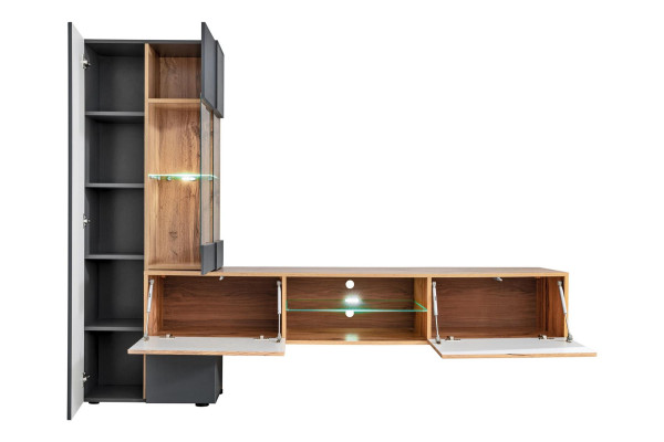 Gray Complete Wall Unit Luxury Designer Shelf Living Room New Furniture