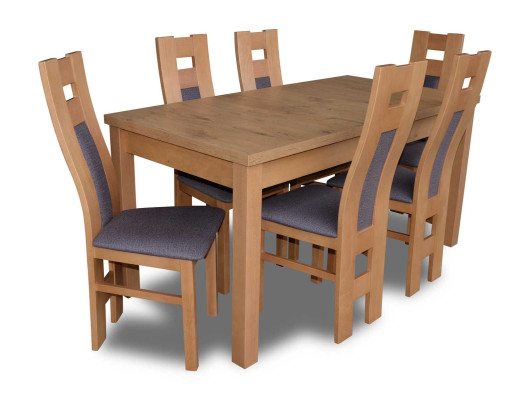 Classic dining table wood dining room set 6x chairs set brown