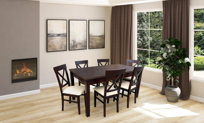 Complete Set Dining Table with 6x Chairs Dining Room Dining Group Stone Set Table 7-piece