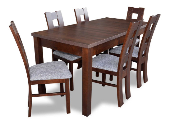 Classic dining table wood dining room set 6x chairs set 7 pcs.