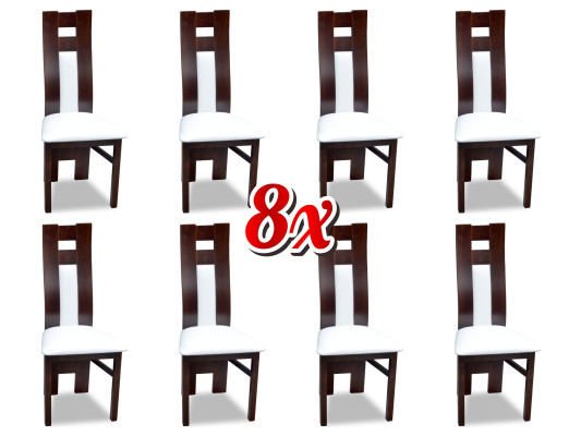 Complete Set: 8x Designer Chair Set, Dining Room Upholstered Chairs, Fabric Seats