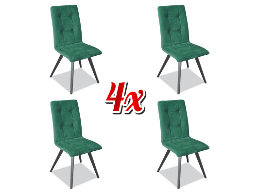 Chair Set 4x Chairs Textile Upholstered Backrest Solid Wood Dining Room Seating Furniture Wood