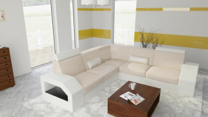 Designer sofa couch corner sofa leather fabric textile upholstery suite living landscape