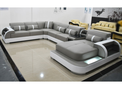 Leather sofa, modern upholstery leather design corner sofa, couch textile living landscape