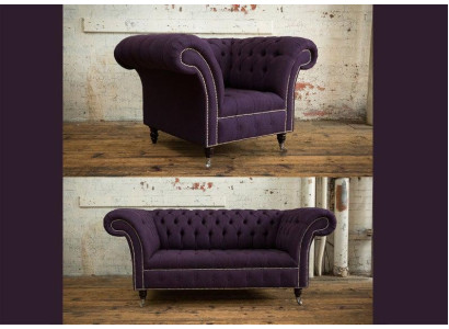 2+1 Chesterfield textile sofa set couches upholstery set