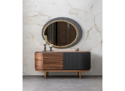 Brown dresser with drawers LED mirror designer bedroom set