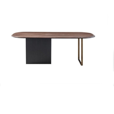 Designer dining set, modern brown chairs, wooden dining table, 5-piece set