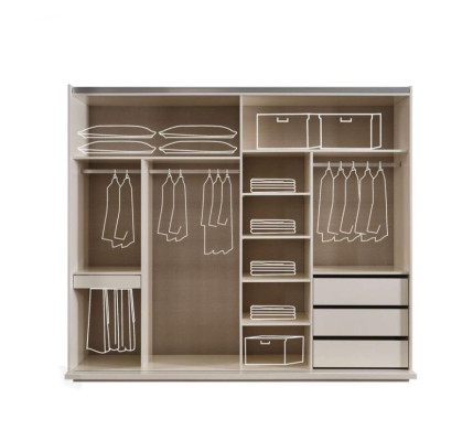 Designer gray wardrobe wooden cabinet bedroom luxury cupboards