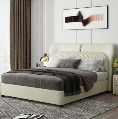 White stainless steel bed modern bedroom beds luxury wooden frame new