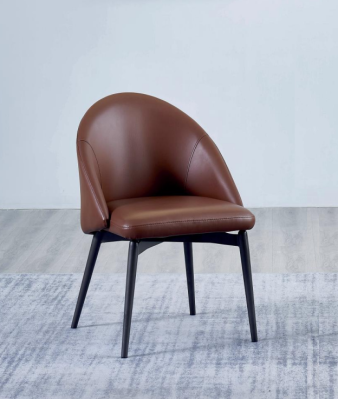 Brown leather chair designer single-seater modern dining room wooden chairs