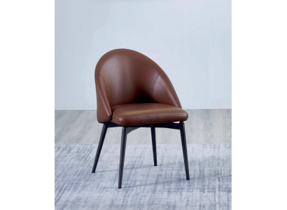 Brown leather chair designer single-seater modern dining room wooden chairs
