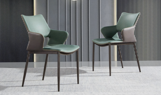 Brown-Green Wooden Dining Room Chairs Designer Wooden Chair Modern Armchairs