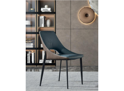 Blue Faux Leather Chair Textile Dining Room Seating Upholstered Chairs Single Seater
