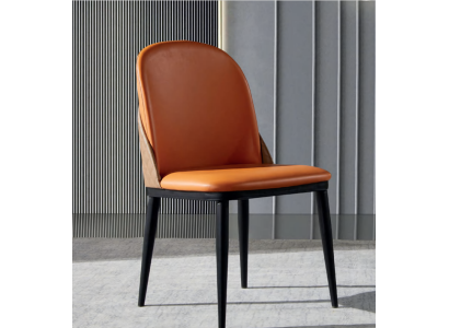 Orange chair dining room furniture designer single-seater wood textile chairs