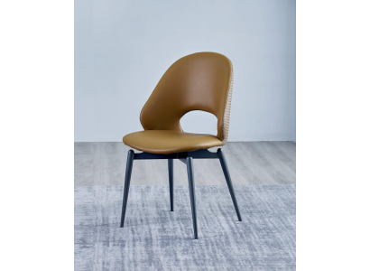 Brown leather chair modern dining room single stylish wood chairs