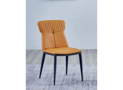 Brown dining chairs, designer faux leather, single-seaters, noble wooden chairs.