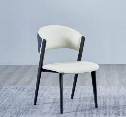 White dining chair luxury textile single-seater leather chairs wooden frame