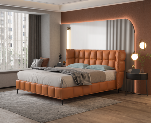 Oranges double bed bedroom furniture textile beds wooden frame stylish