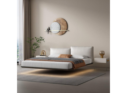 White wall bed designer LED bed modern bedroom double bed new