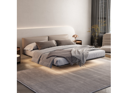Light gray bedroom bed double beds luxurious beds wooden frame