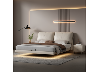 White bedroom wall bed designer leather double beds wood frame
