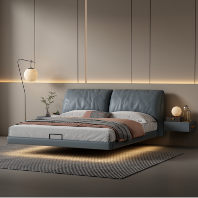 Gray bedroom designer beds wooden frame modern luxury furniture