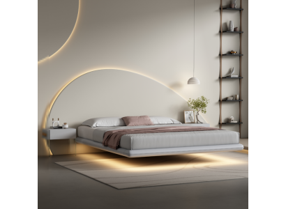 Gray wall bed modern bedroom furniture wood frame LED beds new