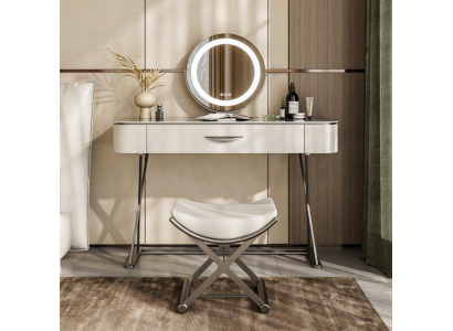 White dressing table with mirror Designer cosmetic table with drawers