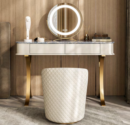 Bedroom Beige Vanity Table Designer Makeup Table 2x Drawers