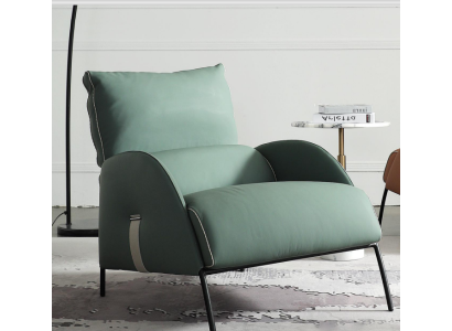 Designer green armchair modern single-seater armchair 1-seater lounge chair