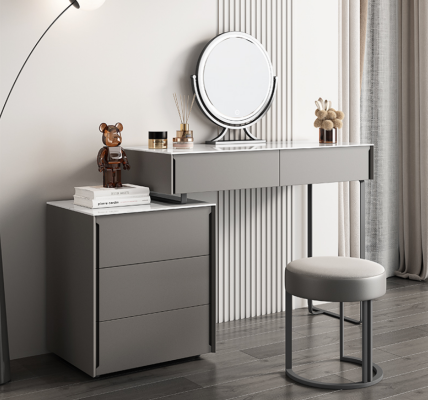Gray dressing table designer bedroom furniture wood luxury vanity table
