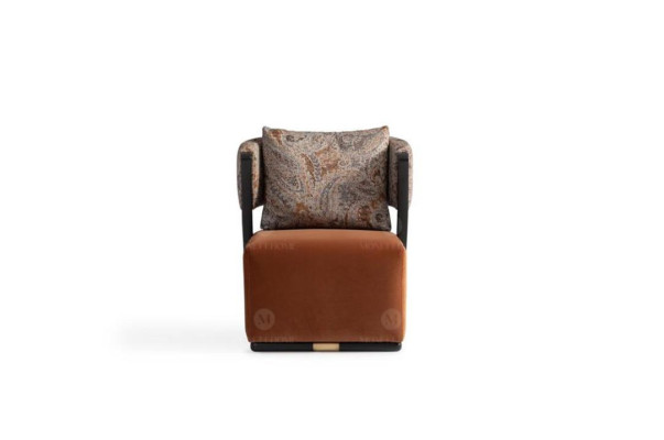 Armchair Wingback Chair Cocktail Chair Relaxation Chair Orange Fabric Modern Seat
