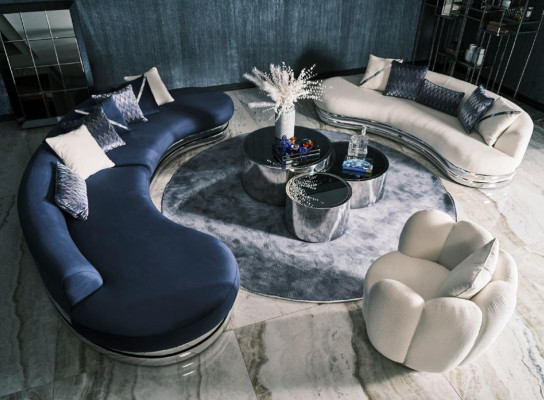 Complete sofa set fabric sofa upholstered sofa couch blue set sofa 3-piece