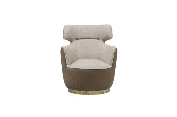 Wingback armchair fabric single-seater beige club chair modern.
