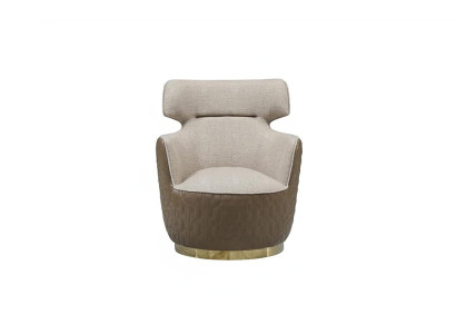 Wingback armchair fabric single-seater beige club chair modern.