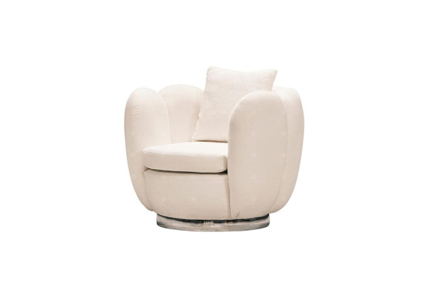 Modern single-seater armchair white fabric living room recliner