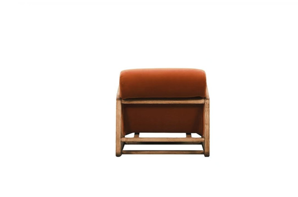Armchair Single Seater Orange Wood Living Room Relax Chair Design