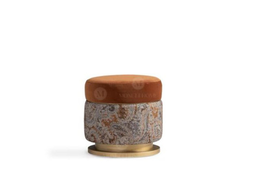 Seat pouf, stool, puff, footstool, fabric seat pouf, orange round stool