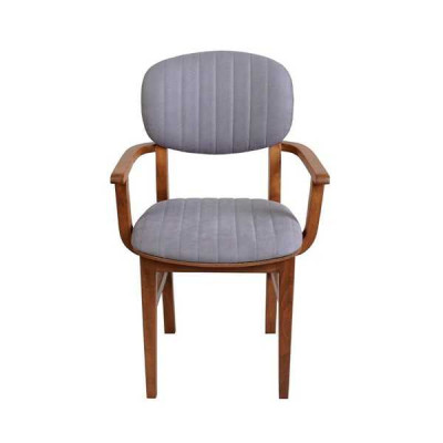 Gray Brown Wooden Chair Designer Chairs Luxury Dining Room Armrest Chair